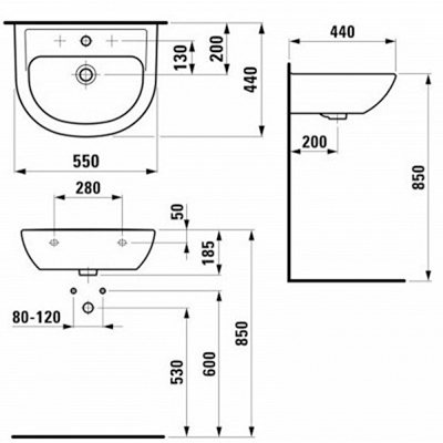 Умивальник підвісний LAUFEN PRO B 8109510001041 55х44. Купить в Днепре. Умивальники. Умивальники підвісні. Сантехніка. Купить в интернет магазине сантехники Санстор. Днепр.