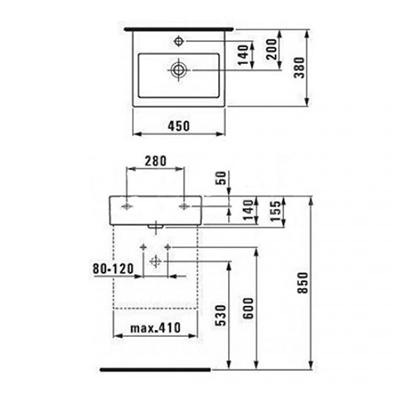 Умивальник врізний LAUFEN LIVING 8154330001041 45х38. Купить в Днепре. Умивальники. Врізні умивальники. Сантехніка. Купить в интернет магазине сантехники Санстор. Днепр.