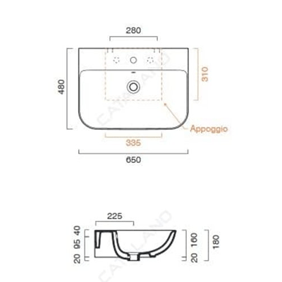 Умивальник підвісний CATALANO SFERA 165BSF00 65х48. Купить в Днепре. Умивальники. Умивальники підвісні. Сантехніка. Купить в интернет магазине сантехники Санстор. Днепр.