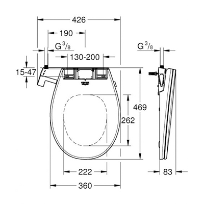 Сидіння для унітазу GROHE BAU CERAMIC 39648SH0 з функцією біде, дюропласт Soft-Close. Купить в Днепре. Унітази. Сидіння до унітазів. Сантехніка. Купить в интернет магазине сантехники Санстор. Днепр.